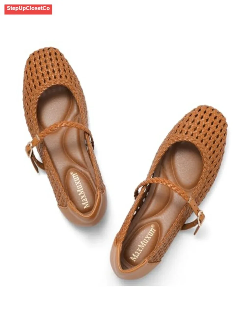 Woven Ballet Flats Square Toe Mary Jane Comfortable Dressy Shoes